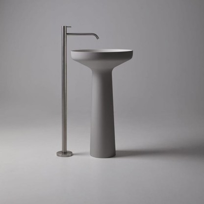 Antonio Lupi Ago Раковина 50х85 см, без отв., напольная, слив в пол, с сифоном, гибким шлангом и донным клапан, Flumood, внешний цвет: Cemento, внутри белый