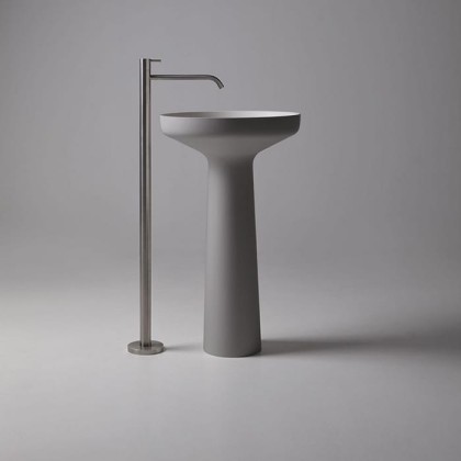 Antonio Lupi Ago Раковина 50х85 см, без отв., напольная, слив в пол, с сифоном, гибким шлангом и донным клапан, Flumood, внешний цвет: Cemento, внутри белый