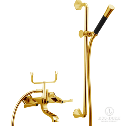 CISAL Cherie Смеситель для ванны двухрычажный, с душевым комплектом, цвет: золото/черный