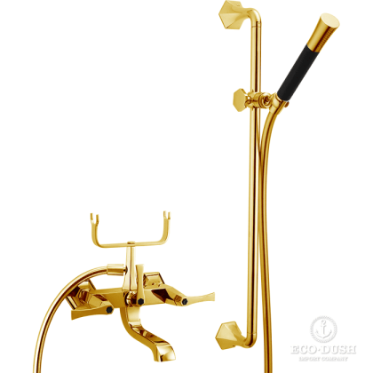 CISAL Cherie Смеситель для ванны двухрычажный, с душевым комплектом, цвет: золото/черный
