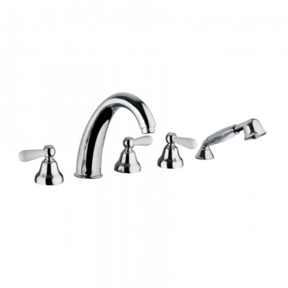 Смеситель для ванны Bongio Oxford Lux, цвет: хром/белый фарфор