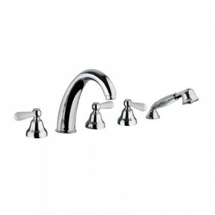 Смеситель для ванны Bongio Oxford Lux, цвет: хром/белый фарфор