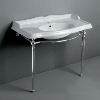 SIMAS Arcade Консоль 105х56см, c белой раковиной на 1 на отв, напольная, цвет: консоли cromo.