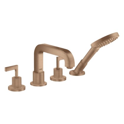 Axor Citterio Смеситель на борт ванны, на 4 отв., ручка: рычаг, с ручным душем, цвет: шлифованное красное золото