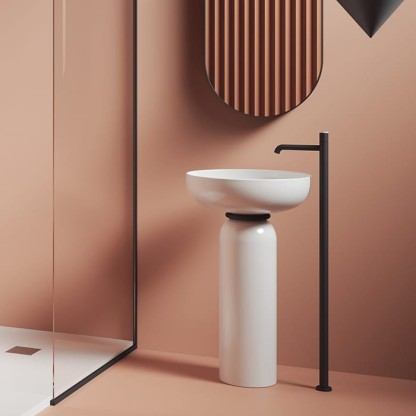 Artceram Jolie Раковина 50см., на пьедестале, пристенный монтаж,  цвет: белый матовый/черный