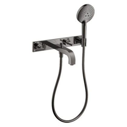 Axor Citterio Смеситель для ванны, встраиваемый, с ручным душем, ручка: рычаг, панель, цвет: полированный черный хром