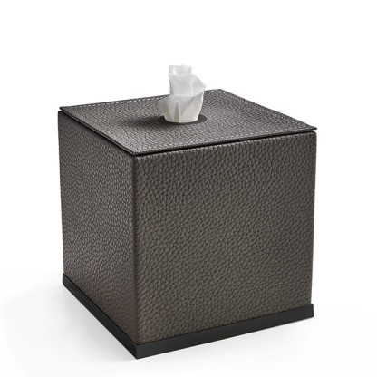 3SC Milano Контейнер для салфеток, 14х14хh14 см, настольный, цвет: коричневая эко-кожа/черный матовый