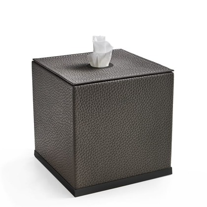 3SC Milano Контейнер для салфеток, 14х14хh14 см, настольный, цвет: коричневая эко-кожа/черный матовый