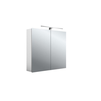 Emco Asis mee Зеркальный шкаф 80х15.3х70см., навесной, 2 дверки, 2 стекл.полки LED-подсветка, розетка, цвет: алюминий