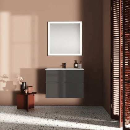 Burgbad Accura Комплект мебели 81.7х49х61.2см., 2 ящика, в комплекте с белой раковиной, цвет: Anthrazit matt