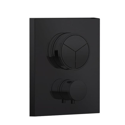 Almar Core Смеситель для душа, встраиваемый, термостатический, с кнопочным управлением для 3-х потребителей, цвет: черный глянцевый PVD