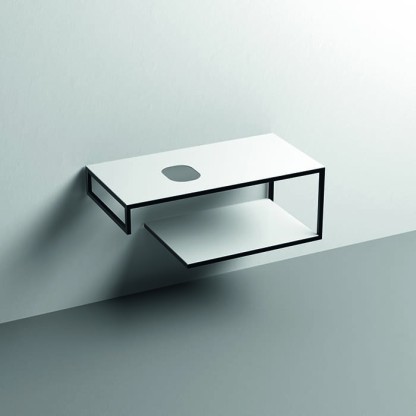 Kerasan Louise Металлическая структура для раковины 100см, подвесная, с полкой, с 1 отв., с полотенцедержателем, цвет: белый матовый