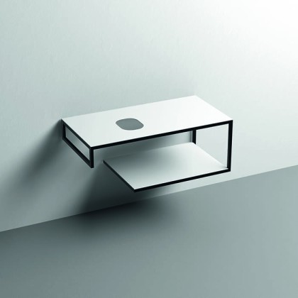 Kerasan Louise Металлическая структура для раковины 100см, подвесная, с полкой, с 1 отв., с полотенцедержателем, цвет: белый матовый