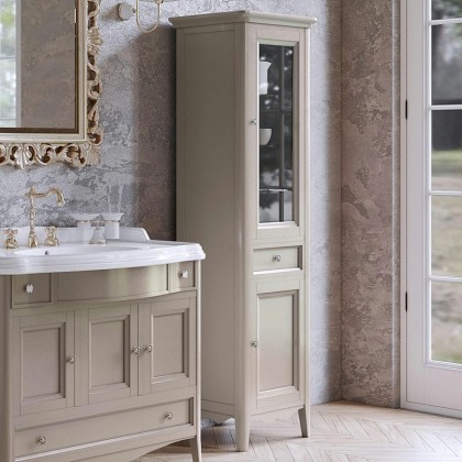 TW Veronica, Колонна 50.2/45x40/37.4xh172см, 1выдв.ящик, 2 распашные дверки, доводчики Blum (петли справа-DX), напольная, цвет: TORTORA, ручки: Riflesso бронза