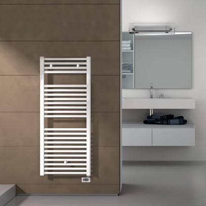 Irsap Ares Полотенцесушитель электрический 58x111.8x3см (22 трубки-2 пром), мощность:700 ватт, с электр/термостатом, провод: 120см, цвет: белый (01)