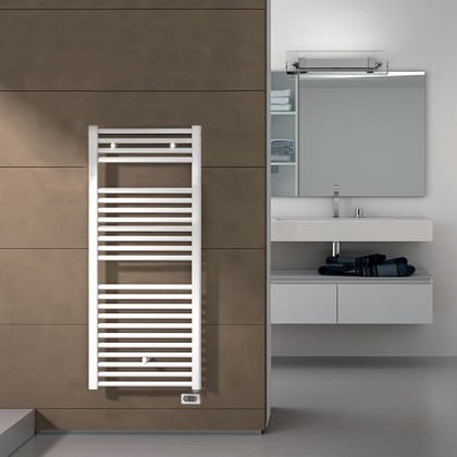 Irsap Ares Полотенцесушитель электрический 58x111.8x3см (22 трубки-2 пром), мощность:700 ватт, с электр/термостатом, провод: 120см, цвет: белый (01)