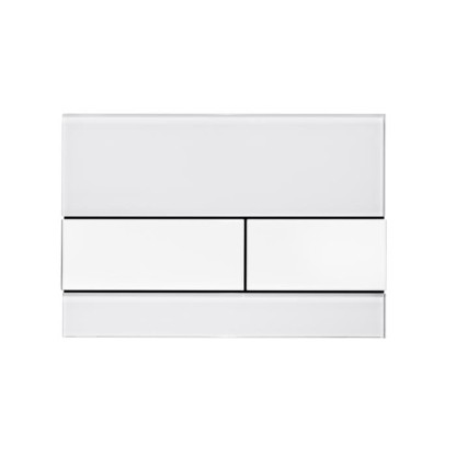 TECEsquare, панель смыва с двумя клавишами стеклянная, цвет: стекло белое, клавиши нержавеющая сталь, сатин