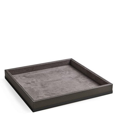 3SC Milano Лоток универсальный 28х28хh4см, цвет: коричневая эко-кожа/черный матовый