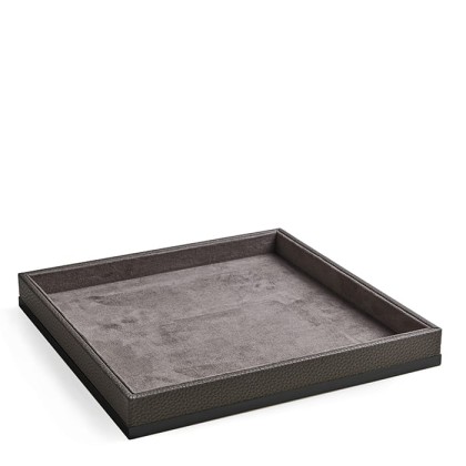 3SC Milano Лоток универсальный 28х28хh4см, цвет: коричневая эко-кожа/черный матовый