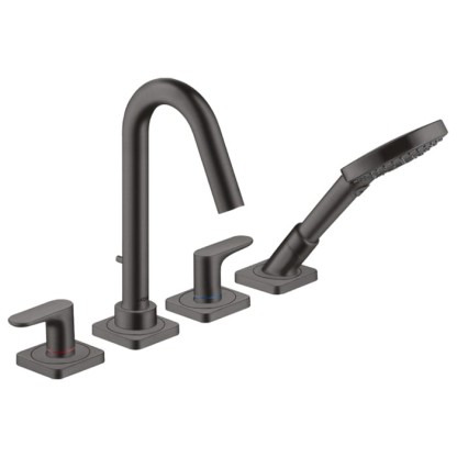 Axor Citterio M Смеситель на борт ванны, на 4 отв., с ручным душем, цвет: шлифованный черный хром