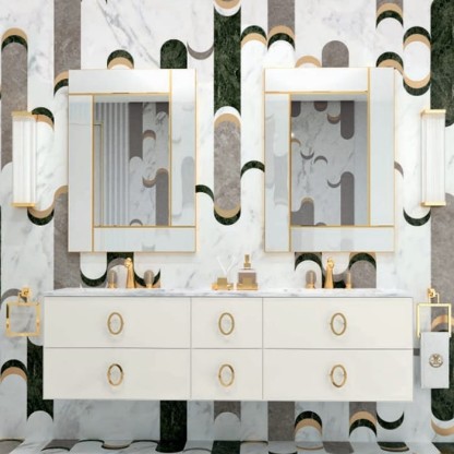 Oasis Daphne Композиция №24 Комплект мебели подвесная, 179х52.5хh220см, цвет: Bianco glossy/золото