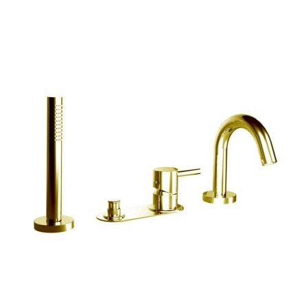 Bongio ON Смеситель на борт ванны, с ручным душем, цвет: матовое французское золото