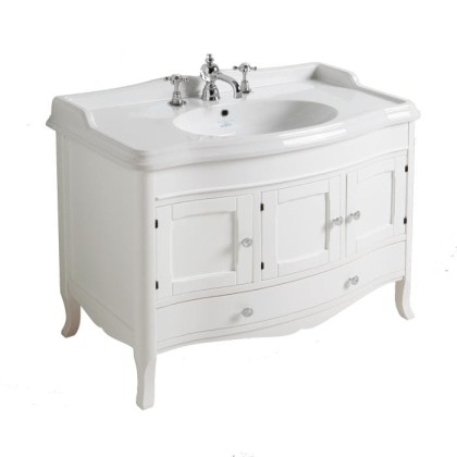 SIMAS Arcade комплект мебели  Тумба  с изогнутыми дверцами (ручки и петли цвет хром) раковина AR874, 105см, напольный, Цвет: белый