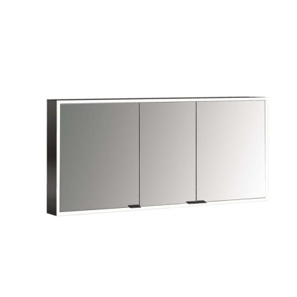 Emco Prime Зеркальный шкаф 140см., с подсветкой LED Facelift навесная модель, 3-дверки, IP 20, цвет черный зеркальная задняя стенка