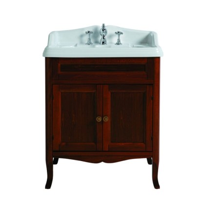 SIMAS Arcade Тумба под раковину прямой фронт (ручки и петли цвета бронза), с раковиной AR834, 70см, напольная, Цвет: noce – орех