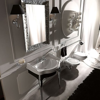 Kerasan Retro Консоль с белой раковиной 73см, подвесная, цвет: черный / хром