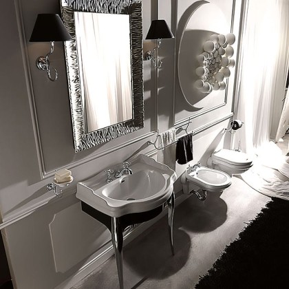 Kerasan Retro Консоль с белой раковиной 73см, подвесная, цвет: черный / хром