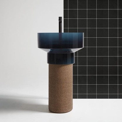 ANTONIO LUPI Borghi Раковина накладная ?50х33 см, с пьедесталом, Cristalmood, с донным клапаном, цвет Ceruleo