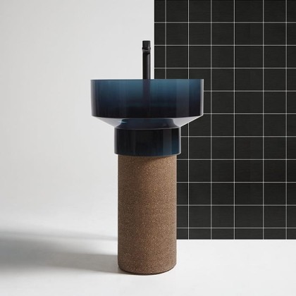 ANTONIO LUPI Borghi Раковина накладная ?50х33 см, с пьедесталом, Cristalmood, с донным клапаном, цвет Ceruleo