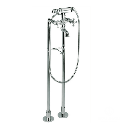 CISAL Arcana Ceramic Смеситель напольный двухвентильный для ванны с ручной лейкой, держателем и шлангом 150 см, цвет: хром