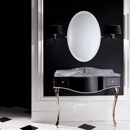 Devon&Devon Audrey, Комплект мебели  мрамор: bianco carrara, ножки золото, напольный, Цвет: чёрный с белым кантом