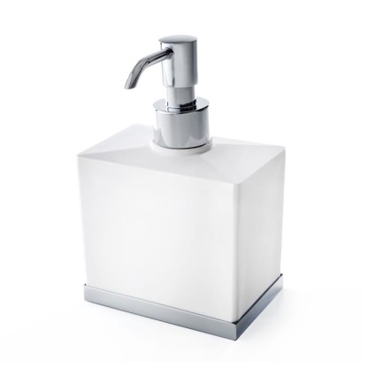 3SC Mood Deluxe White Дозатор настольный,  композит Solid Surface, цвет: белый матовый/хром