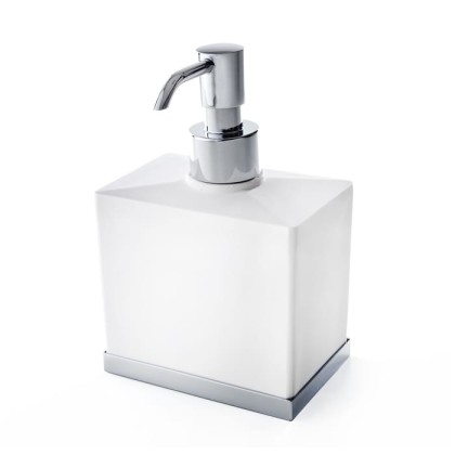 3SC Mood Deluxe White Дозатор настольный,  композит Solid Surface, цвет: белый матовый/хром