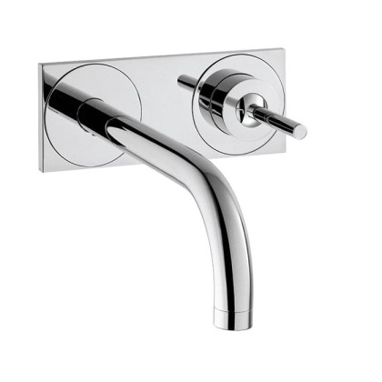 Axor Uno? Встраиваемый смеситель для раковины, на 2 отв., с панелью, излив: 225мм, внешняя часть, цвет: хром