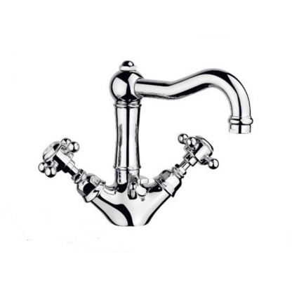 Nicolazzi Half Dome Смеситель для раковины с 2мя ручками, на 1 отв., с донным клапаном, излив 165мм, цвет: хром