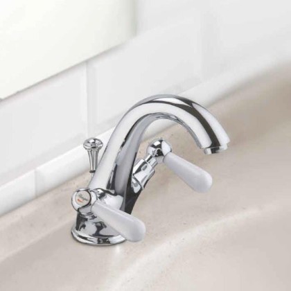 Смеситель для раковины Bongio Oxford Lux, цвет: хром/белый фарфор