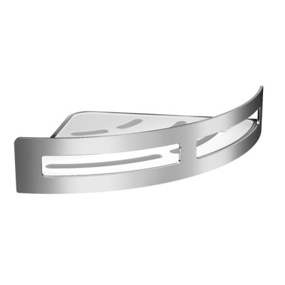 Emco System2 Полочка-решетка угловая, съемная белая вставка, 180x180x45мм, подвесной, цвет: хром