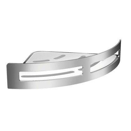 Emco System2 Полочка-решетка угловая, съемная белая вставка, 180x180x45мм, подвесной, цвет: хром