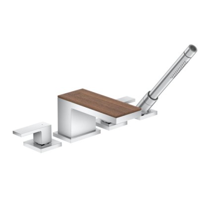 Axor MyEdition Смеситель для ванны, на 4 отв, излив 200мм, внешняя часть, цвет: хром/черный орех