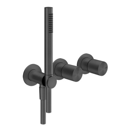 Gessi Habito Diamantao Смеситель настенный встраиваемый, однорычажный, с переключателем на 2 положения, с ручным душем, настенным держателем,цвет: Black Metal PVD