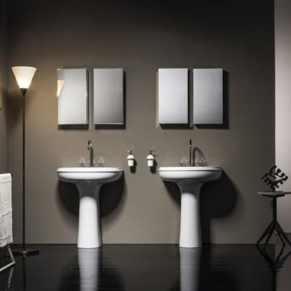 Azzurra Charme Раковина 70x51xH19 см, 1 отв., с пьедесталом 27xH67 см, цвет: Bianco lucido