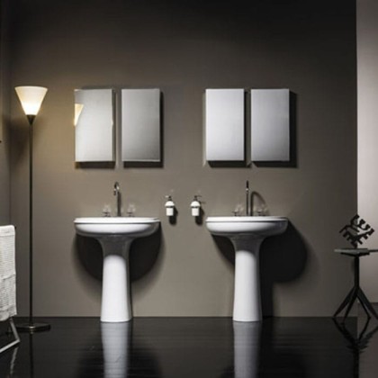 Azzurra Charme Раковина 70x51xH19 см, 1 отв., с пьедесталом 27xH67 см, цвет: Bianco lucido