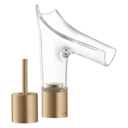 Axor Starck V Смеситель для раковины 110, на 2 отв., со стеклянным изливом, цвет: шлифованная бронза