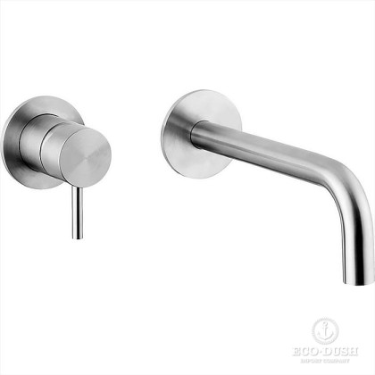 CISAL Xion Смеситель для раковины на 2 отверстия из стены, излив 190 мм, внешняя и внутренняя части в комплекте, цвет: нержавеющая сталь