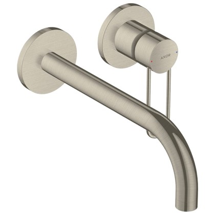 Axor Uno Встраиваемый смеситель для раковины, на 2 отв., излив 225мм, с незапираемым донным клапаном, внешняя часть, цвет: шлифованный никель