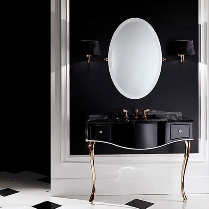 Devon&Devon Audrey, Комплект мебели мрамор: nero marquina, ножки золото, напольный, Цвет: чёрный с белым кантом,